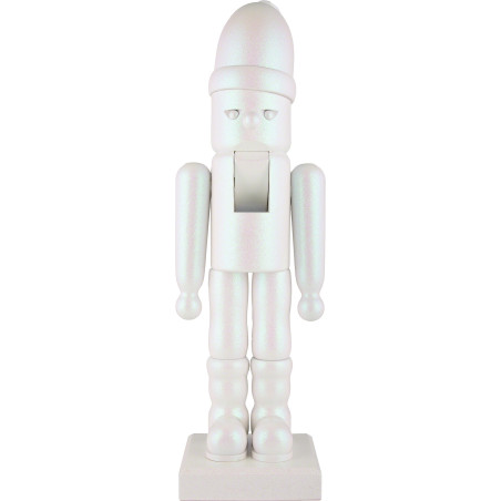 Nussknacker Glimmer Weihnachtsmann weiß - 49,5 cm