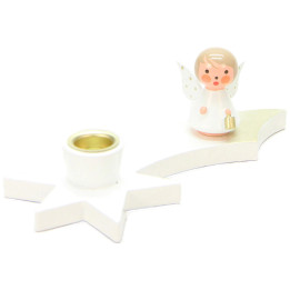 Candle Holder - Angel on Comet - White - 3 cm / 1.2 inch