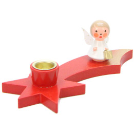 Candle Holder - Angel on Comet - Red - 3 cm / 1.2 inch