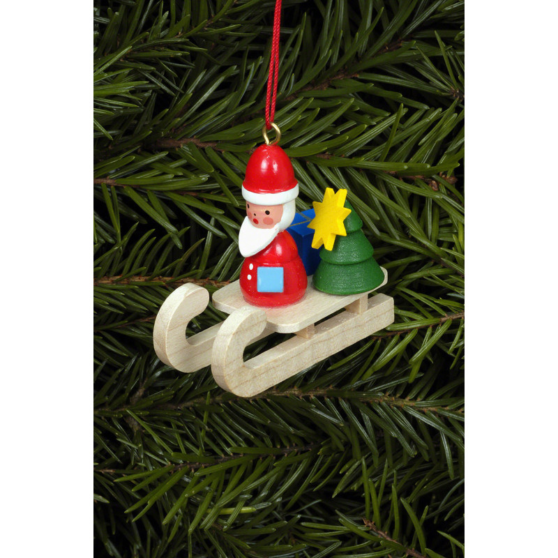 Tree Ornament - Santa on Sleigh - 4,7x4,3 cm / 2x1 inch