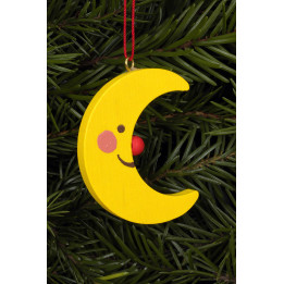 Christbaumschmuck Mond mit Gesicht - 3,6 / 4,7 cm