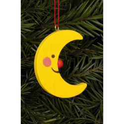 Christbaumschmuck Mond mit Gesicht - 3,6 / 4,7 cm