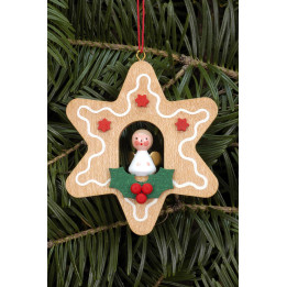 Christbaumschmuck Lebkuchen klein mit Engel - 6,9x6,9 cm