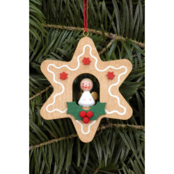 Christbaumschmuck Lebkuchen klein mit Engel - 6,9x6,9 cm