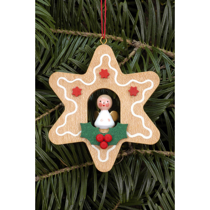 Tree Ornament - Ginger Bread Small with Angel - 6,9x6,9 cm / 2.7x2.7 inch