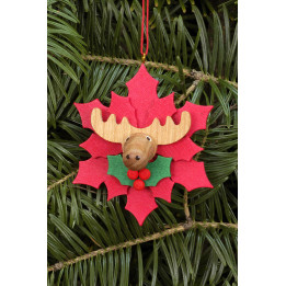 Christbaumschmuck Weihnachtsstern mit Elch - 6,5x6,5 cm