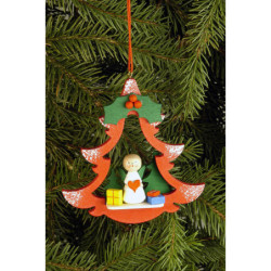 Tree Ornament - Fir Tree with Angel - 8,5x8,7 cm / 3.3x3.4 inch