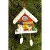 Christbaumschmuck Kuckucksuhr rot mit Schneemann - 6,7x6,3 cm