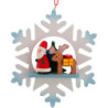 Christbaumschmuck Schneeflocke Weihnachtsmann mit Rentier - 9,0x9,0 cm