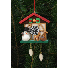 Tree Ornament - Cuckoo Clock Snowman with Well - 7,0x6,7 cm / 3x3 inch