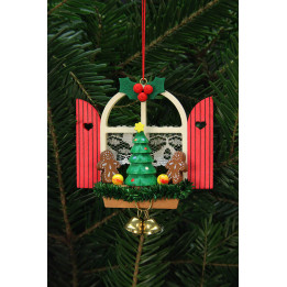 Christbaumschmuck Adventsfenster mit Lebkuchen - 7,6x7,0 cm