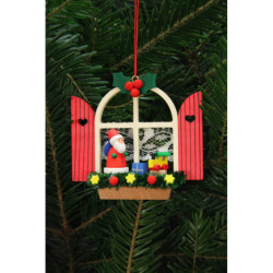 Christbaumschmuck Adventsfenster mit Niko - 7,6x7,0 cm