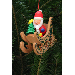 Christbaumschmuck Weihnachtsmann im Schlitten - 7,5x7,1 cm