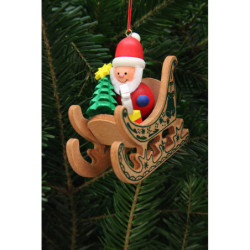 Christbaumschmuck Weihnachtsmann im Schlitten - 7,5x7,1 cm