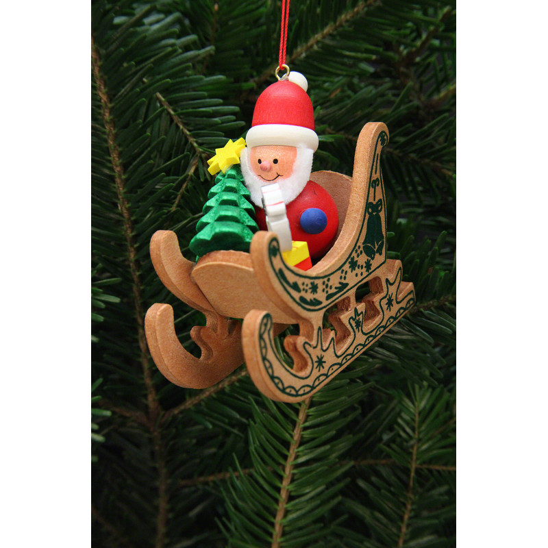 Tree Ornament - Santa Claus in Sleigh - 7,5x7,1 cm / 3x3 inch
