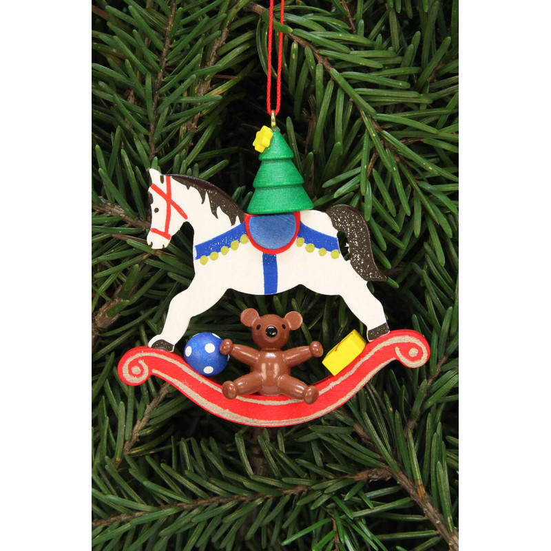 Christbaumschmuck Baum auf Schaukelpferd - 6,8x6,5 cm