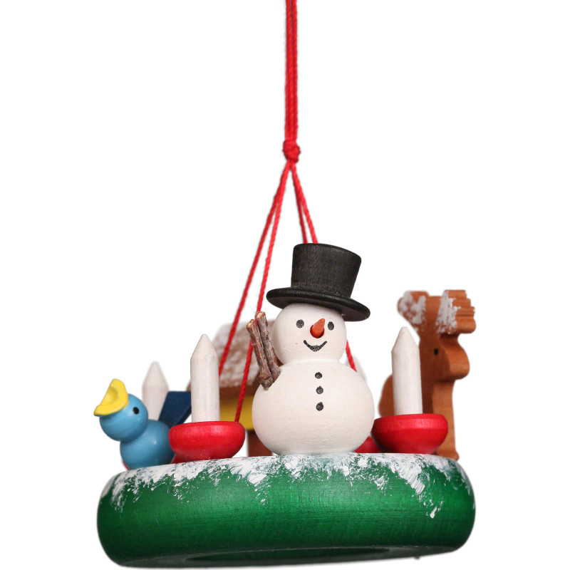 Tree Ornament - Wreath with Snowman - 4,5 cm / 1.8 inch