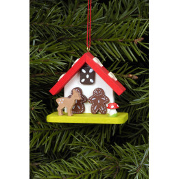 Christbaumschmuck Hexenhaus mit Bambi - 7,0x5,5 cm