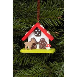 Christbaumschmuck Hexenhaus mit Bambi - 7,0x5,5 cm