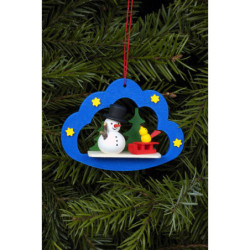 Christbaumschmuck Schneemann in Wolke - 7,5x5,7 cm