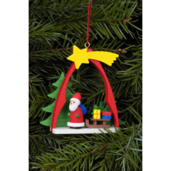 Christbaumschmuck Weihnachtsmann im Bogen - 7,4x6,3 cm