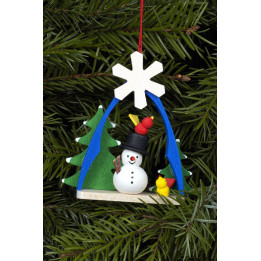 Christbaumschmuck Schneemann im Bogen - 7,4x6,3 cm