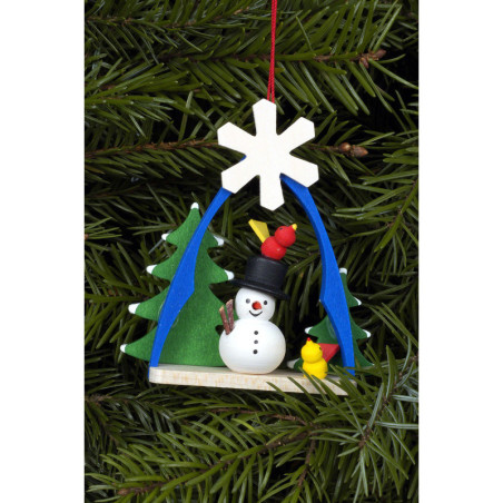 Christbaumschmuck Schneemann im Bogen - 7,4x6,3 cm