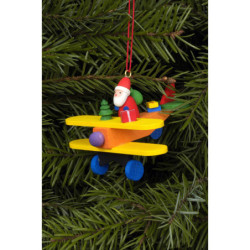 Christbaumschmuck Weihnachtsmann auf Flieger - 6,8x4,8 cm