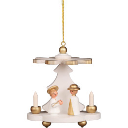 Tree Ornament - Pyramid White with Holy Family - 7,5 cm / 3.0 inch