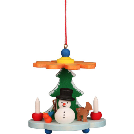 Christbaumschmuck Pyramide mit Schneemann - 7,5 cm