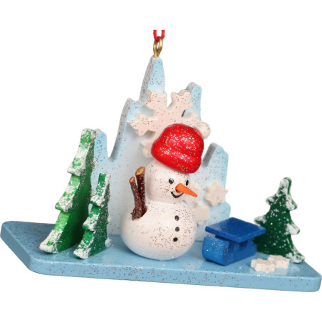 Christbaumschmuck Eislandschaft mit Schneemann - 4,7 cm