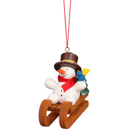 Christbaumschmuck Schneemann auf Schlitten - 5,7 cm