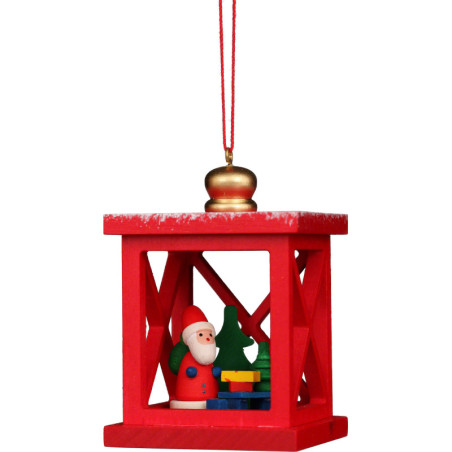 Christbaumschmuck Weihnachtslaterne mit Weihnachtsmann - 6,8 cm