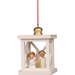 Christbaumschmuck Weihnachtslaterne mit Heiliger Familie - 6,8 cm