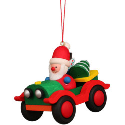 Christbaumschmuck Auto mit Weihnachtsmann - 6,5 cm