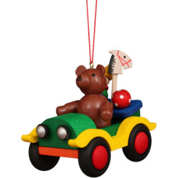 Christbaumschmuck Auto mit Teddy - 7 cm