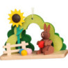 Osterschmuck Hase mit Ei am Busch - 5,4 cm
