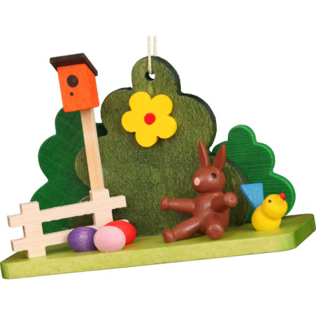 Osterschmuck Hasenbaby am Busch - 5 cm