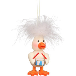 Tree Ornament - Feather Duckling with Drum - 10 cm / 3.9 inch