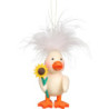 Osterschmuck Federentlein mit Blume - 10 cm