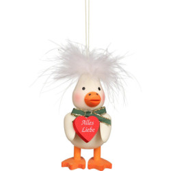 Tree Ornament - Feather Duckling "Alles Liebe" (Much Love) - 10 cm / 3.9 inch