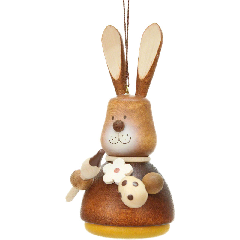 Easter Ornament - Teeter Bunny with Paintbrush Natural - 9,8 cm / 3.9 inch