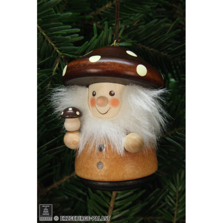 Christbaumschmuck Wackelmännchen Pilzmännle natur - 7,8 cm