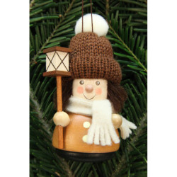 Christbaumschmuck Wackelmännchen Laternenbub, natur - 9,5 cm