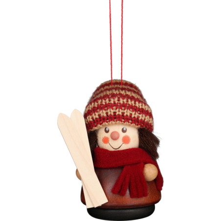 Christbaumschmuck Wackelmännchen Skifahrer natur - 8 cm
