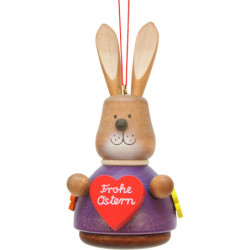 Osterschmuck Wackelhase mit Herz - 9,8 cm