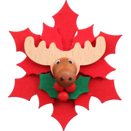 Magnet Weihnachtsstern mit Elch - 6,5 cm