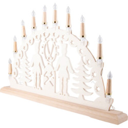 NARVA Exclusive Schwibbogenkette mit 10 Holzschaftkerzen aus Eschenholz