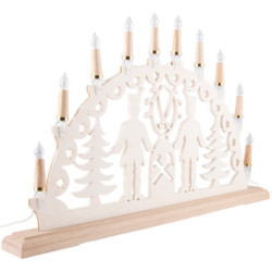 NARVA Exclusive Schwibbogenkette mit 10 Holzschaftkerzen aus Eschenholz
