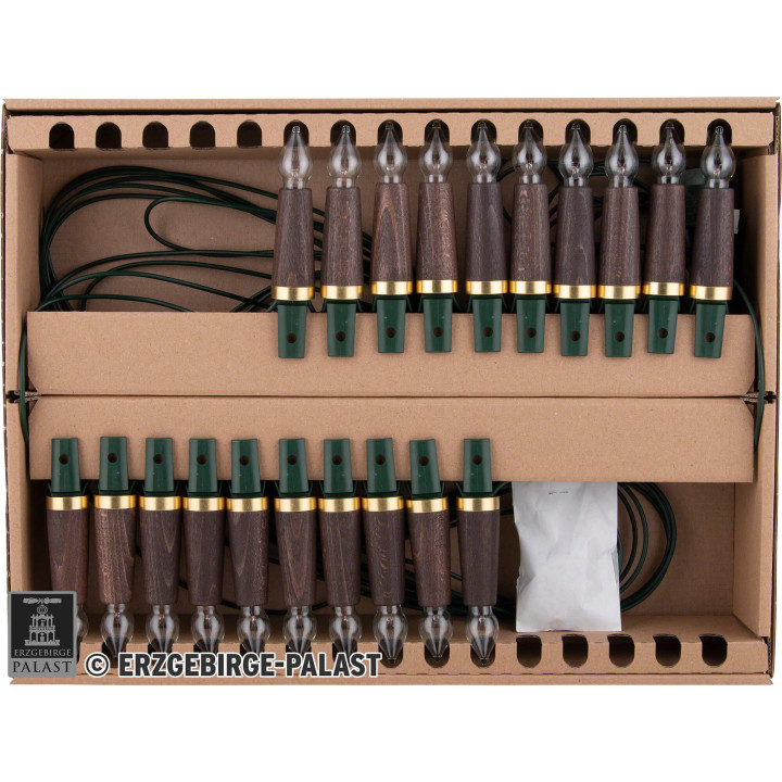 NARVA Light String with 20 Wood Shaft Bulbs - Dark Beech